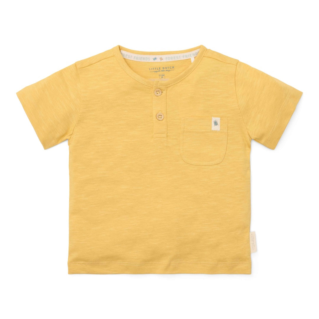 Gelbes Little Dutch Kurzarm-T-Shirt Forest Friends für Kinder