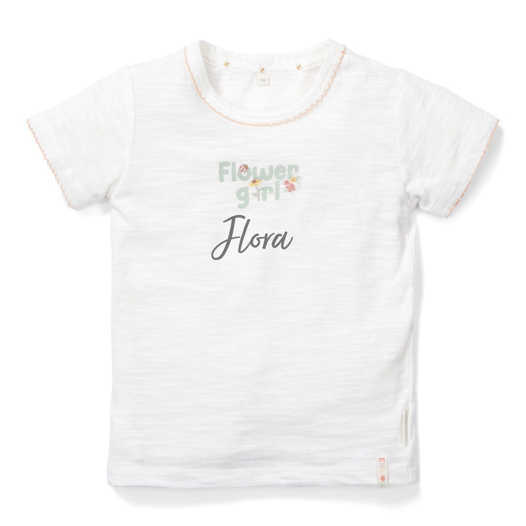 Personalisiertes weißes Flower Girl Kinder-T-Shirt mit Name
