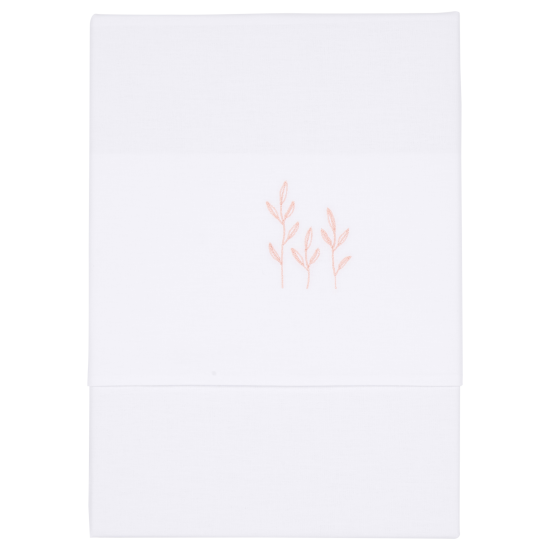 Kinderbedlaken Wild Flowers geborduurd 110 x 140 cm, roze | Little Dutch