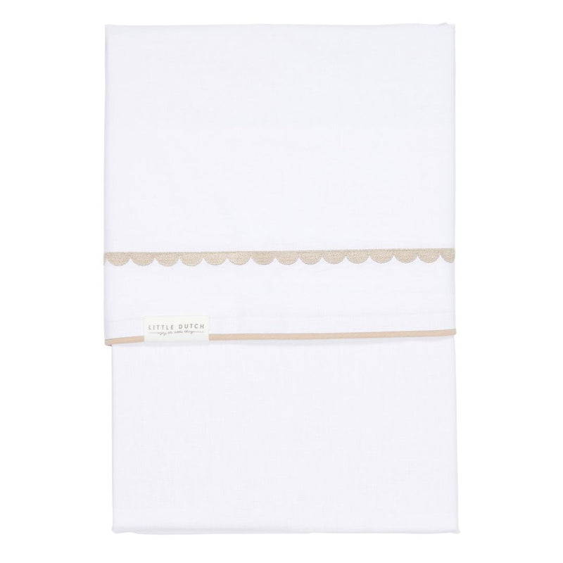 Little Dutch Wiegenlaken Rounded Beige bestickt