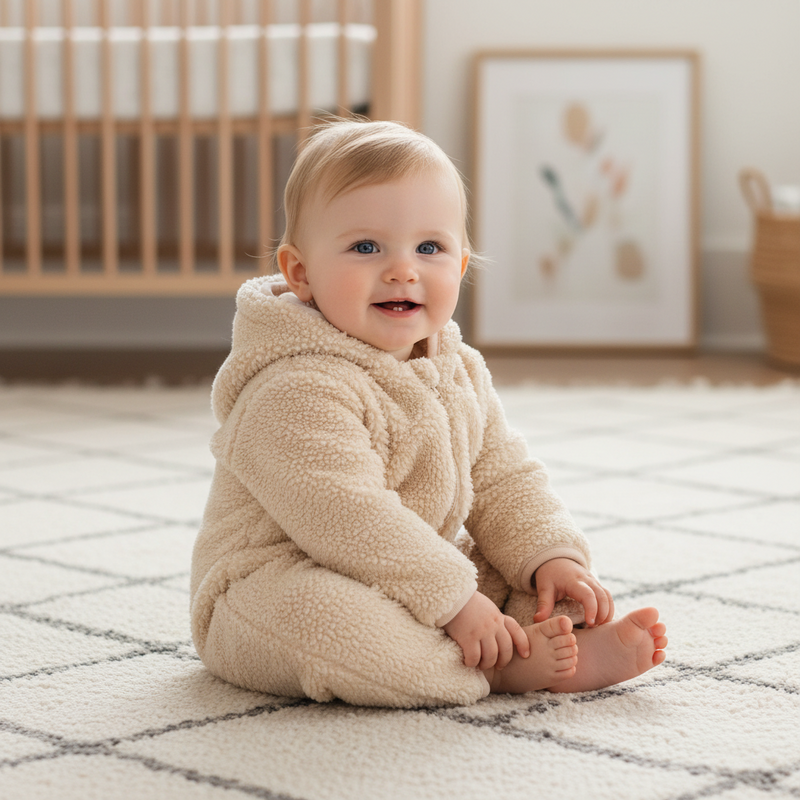Little Dutch Teddy-Strampler Baby Bunny Sand – Vorderansicht