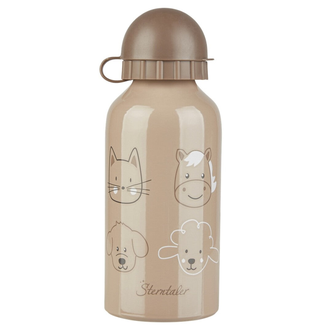 Sterntaler Trinkflasche Bauernhof in Beige – Aluminium-Kinderflasche mit Bauernhoftieren für Kindergarten, Schule und Ausflüge