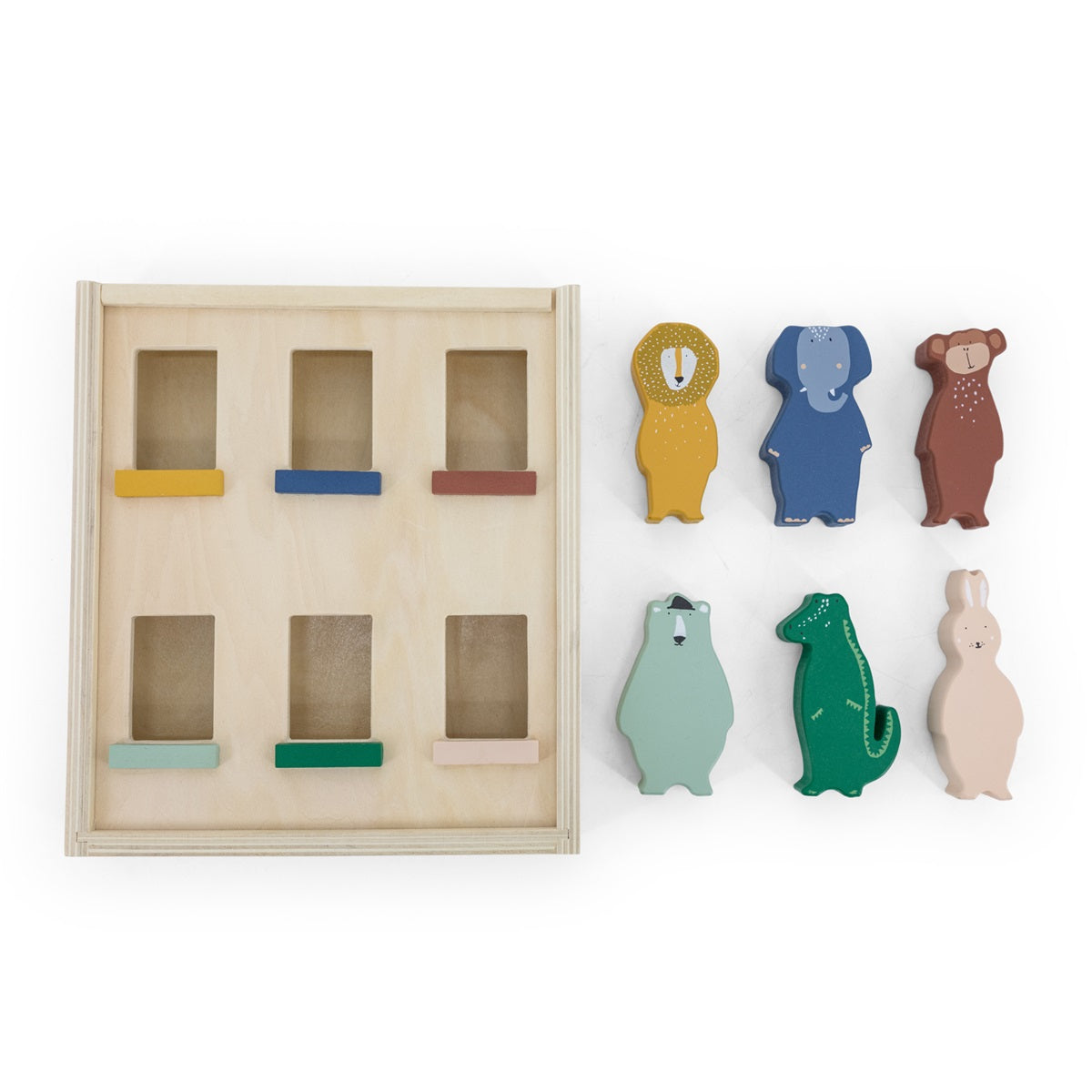 Trixie Holz-Apartment mit Tieren – Spielhaus mit sechs Tierfiguren zum Zuordnen von Farben, Tieren und Zimmern