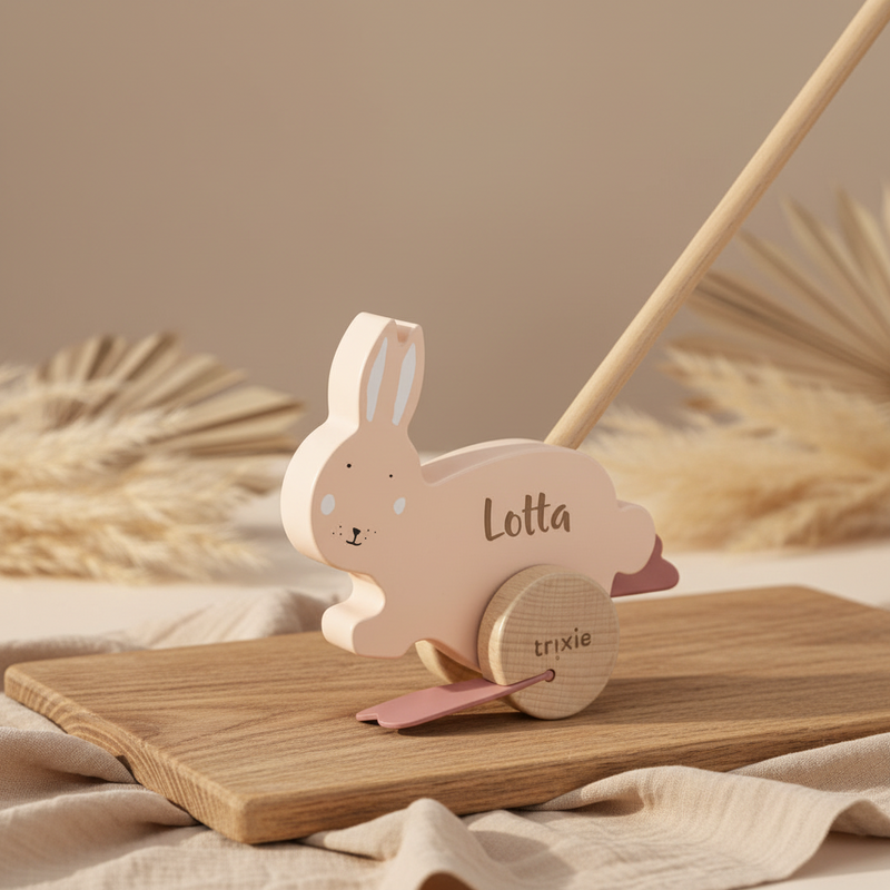 Personalisiertes Trixie Schiebetier Frau Hase aus Holz