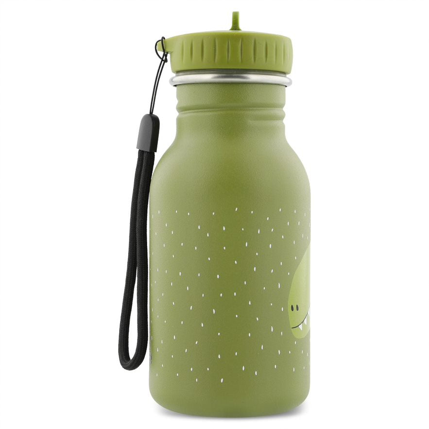 Grüne Trixie Trinkflasche Herr Dino 350 ml aus Edelstahl – Kinderflasche mit Dinomotiv und kindgerechtem Verschluss