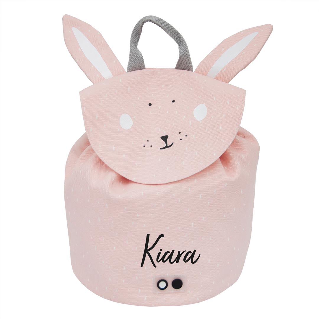 Trixie Rucksack Mini Frau Hase in Rosa – Kinder-Rucksack mit Hasenohren und praktischem Kordelverschluss