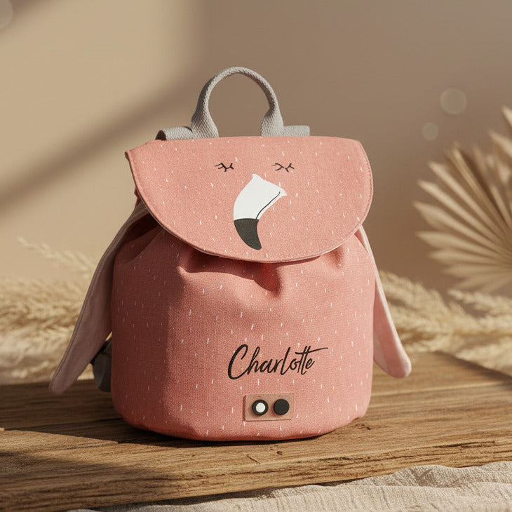 Trixie Mini-Rucksack Frau Flamingo in Pink – personalisierbar mit Namen