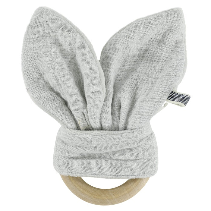 Trixie Greifling Bliss Grey grau Holz Ø 7cm – mit grauen Stoffohren und Holzring