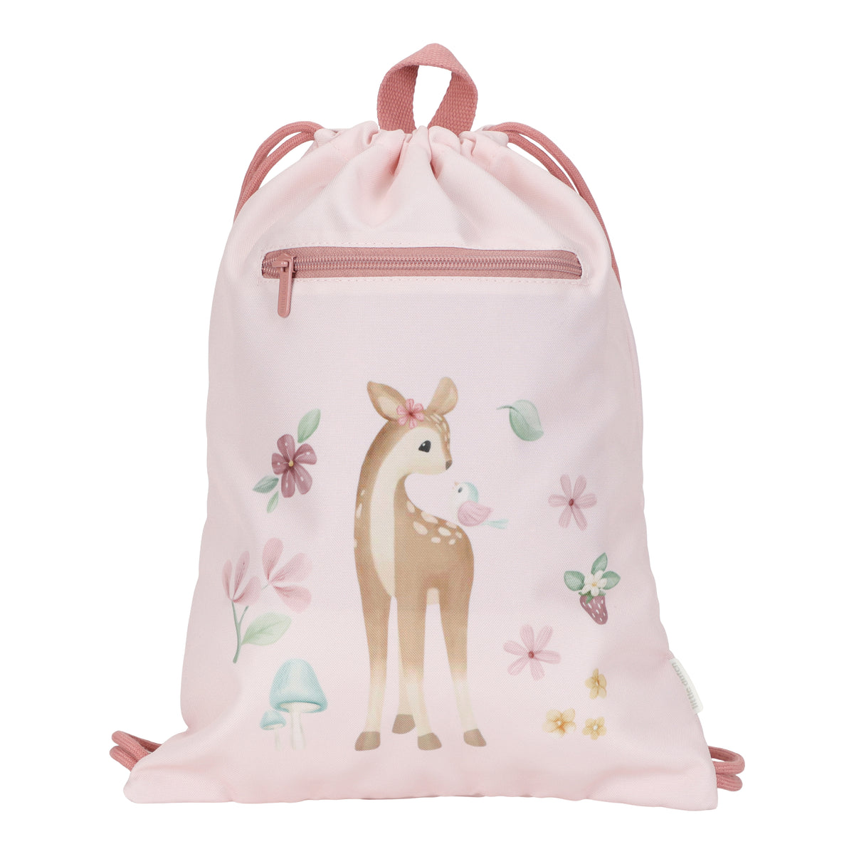 Little Dutch Fairy Garden Turnbeutel in Pink – leichter Kinder-Rucksackbeutel mit doppelten Kordelzügen und floralem Aufdruck