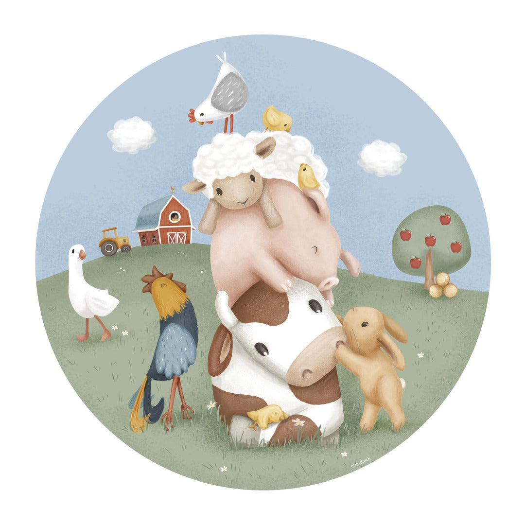 Runder Tapetenkreis Little Farm von Little Dutch mit Bauernhofmotiven