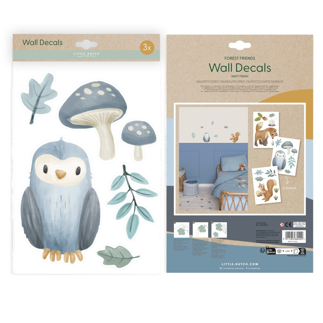Little Dutch Wandsticker Forest Friends mit Waldtieren auf 3 A4-Bögen