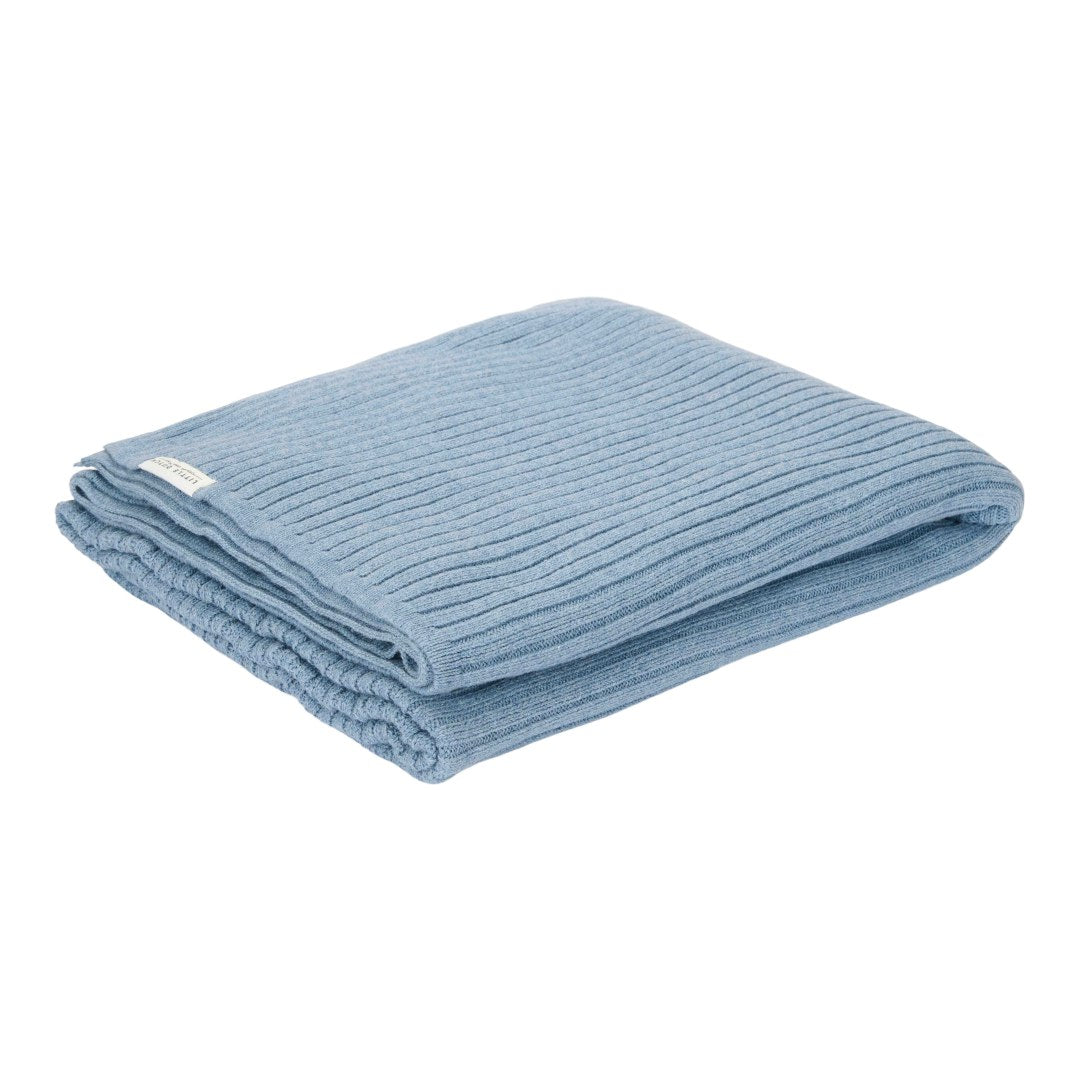 Little Dutch gestrickte Wiegendecke Pure Denim Blue 70 × 100 cm