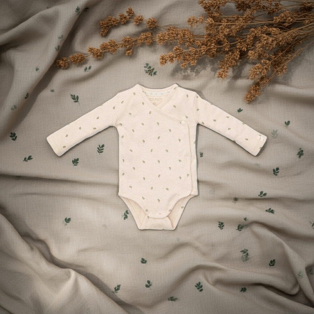 Little Dutch Green Leaves Wickelbody mit Druckknopfverschluss – Detailansicht
