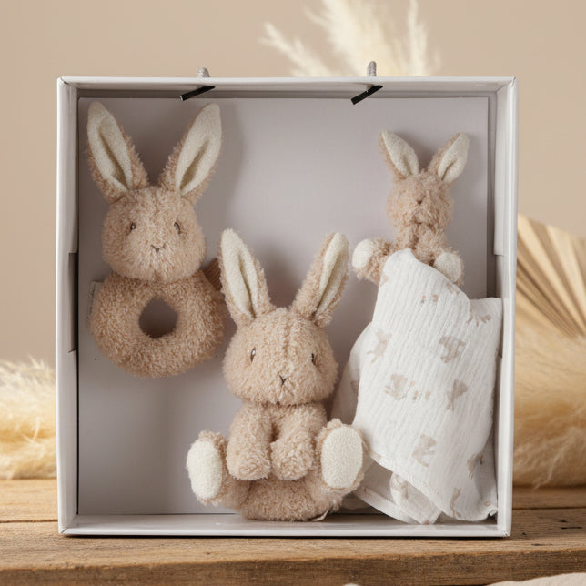 Little Dutch Geschenkset Baby Bunny mit Kuscheltier, Schnuffeltuch und Ringrassel