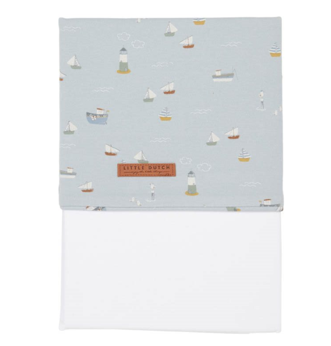Children's bed sheet Sailors Bay 110 x 140 cm, blue | Little Dutch