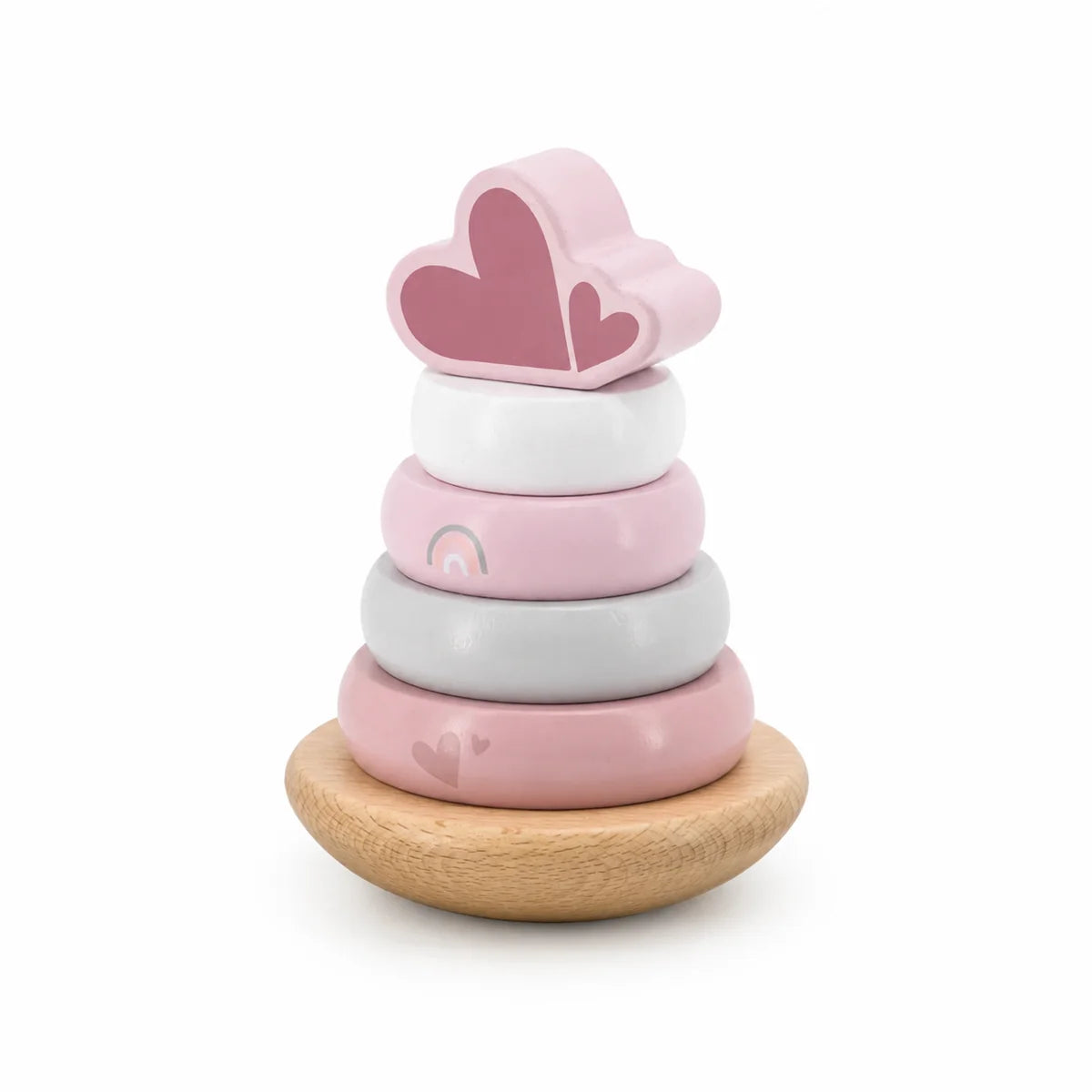 Tour de Pyramide en bois personnalisée Rose de Label Label - Cadeau de naissance