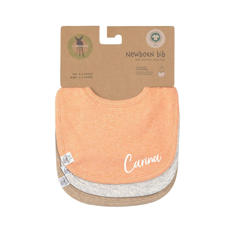 Lässig Spucklätzchen Apricot Hellgrau Beige im 3er-Set aus Bio-Baumwolle