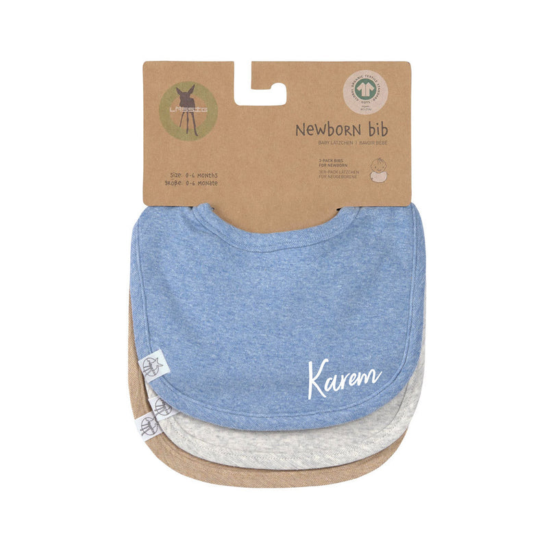 Lässig Spucklätzchen Blau Hellgrau Beige im 3er-Set aus Bio-Baumwolle