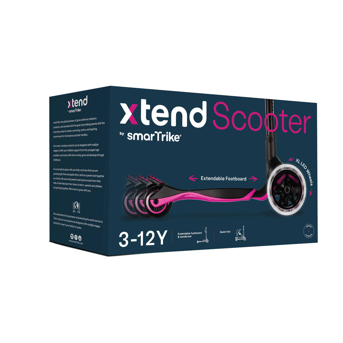 Kinder Scooter pink Verpackung Xtend Scooter Box Übersicht Lieferumfang Kinderroller ab 3 Jahre